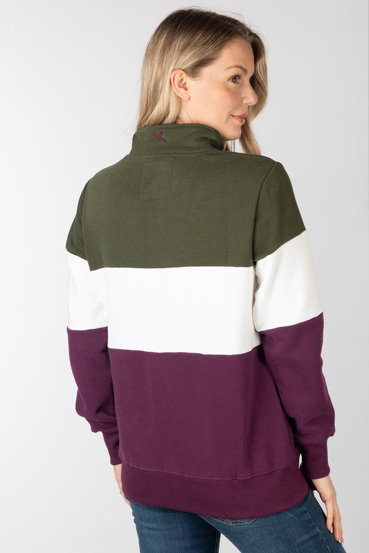 Ladies Sweatshirt Byland Cow Olive/White/Berry