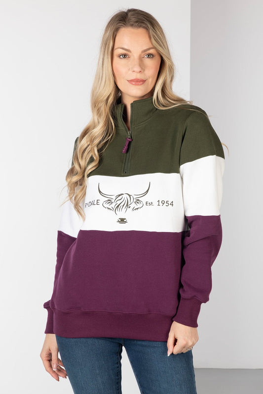 Ladies Sweatshirt Byland Cow Olive/White/Berry