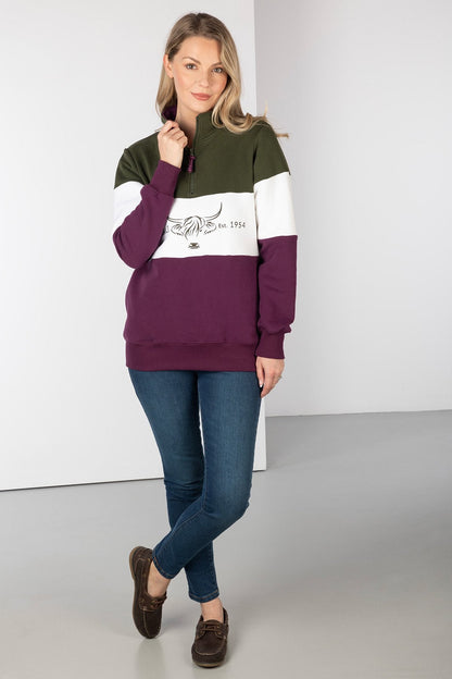 Ladies Sweatshirt Byland Cow Olive/White/Berry