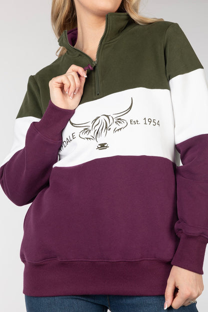 Ladies Sweatshirt Byland Cow Olive/White/Berry