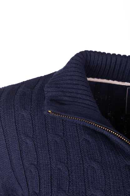 Ladies Striped Quarter Zip Jumper Bramham Navy