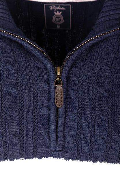 Ladies Striped Quarter Zip Jumper Bramham Navy
