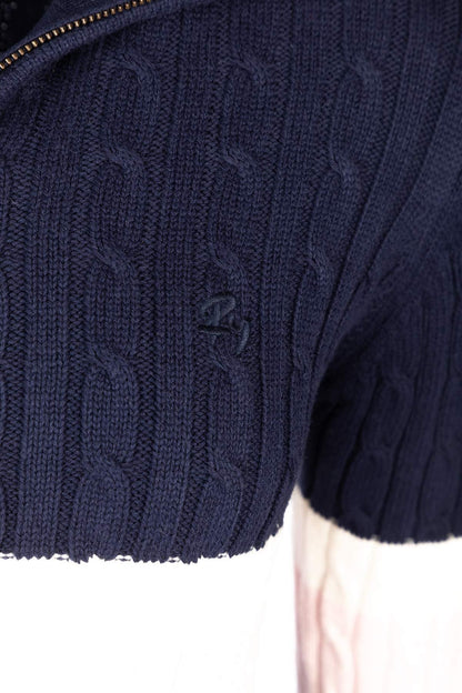 Ladies Striped Quarter Zip Jumper Bramham Navy